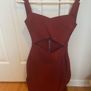 Revolve Wine Mini Dress With Cutout Size XS